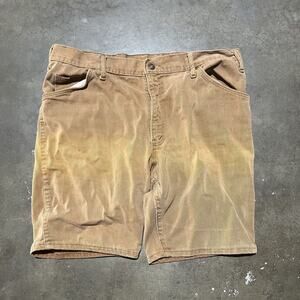 Vintage 70s h.i.s Tan Poly Denim Jean Shorts 34x9